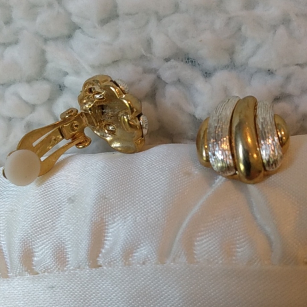 Vintage gold and silver tone clip on earrings